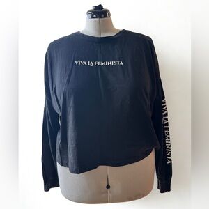 Forever 21+ Viva La Feminista Cropped Long Sleeve Tee Black 3X